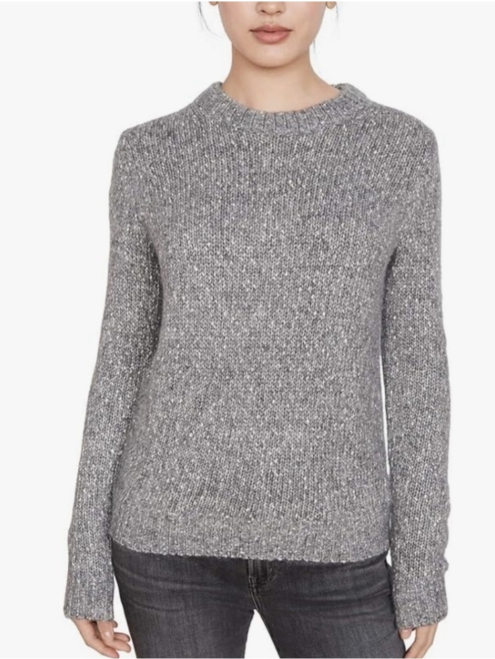 Theory Gray Cotton/Alpaca Knit Women’s Crew Sweater. Size Large. Long sleeve. - Picture 8 of 8